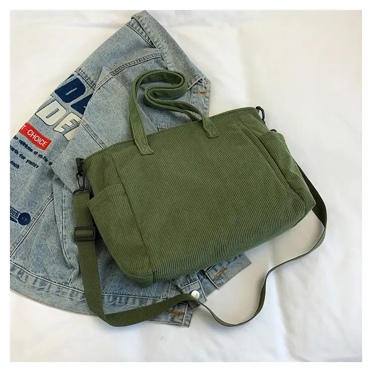 New Korean Style Girl Corduroy Cloth Bag Large Capacity Shoulder Bag Commuter Ruiying Portable Tote Bag — feature 114