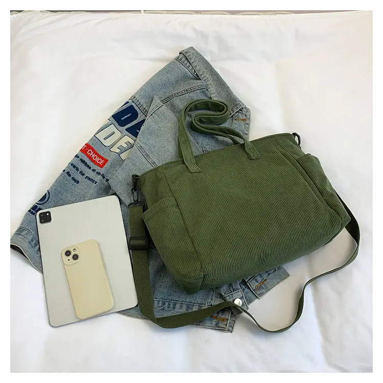 New Korean Style Girl Corduroy Cloth Bag Large Capacity Shoulder Bag Commuter Ruiying Portable Tote Bag — feature 115