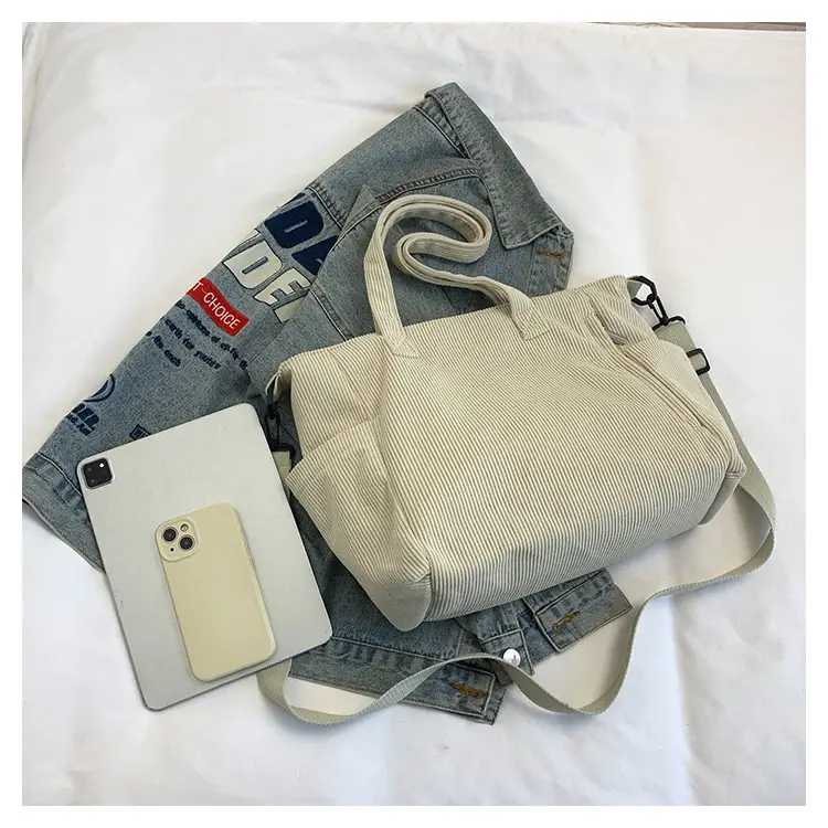 New Korean Style Girl Corduroy Cloth Bag Large Capacity Shoulder Bag Commuter Ruiying Portable Tote Bag — feature 118