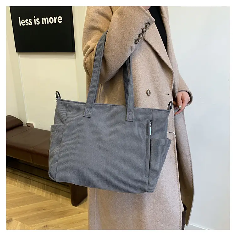 New Korean Style Girl Corduroy Cloth Bag Large Capacity Shoulder Bag Commuter Ruiying Portable Tote Bag — feature 22