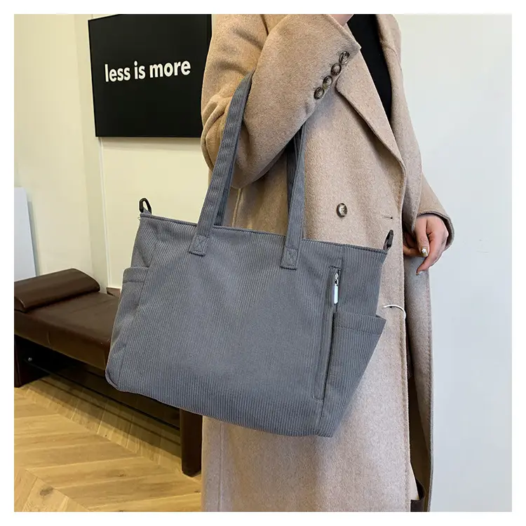 New Korean Style Girl Corduroy Cloth Bag Large Capacity Shoulder Bag Commuter Ruiying Portable Tote Bag — feature 23