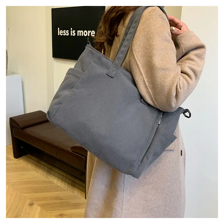 New Korean Style Girl Corduroy Cloth Bag Large Capacity Shoulder Bag Commuter Ruiying Portable Tote Bag — feature 24