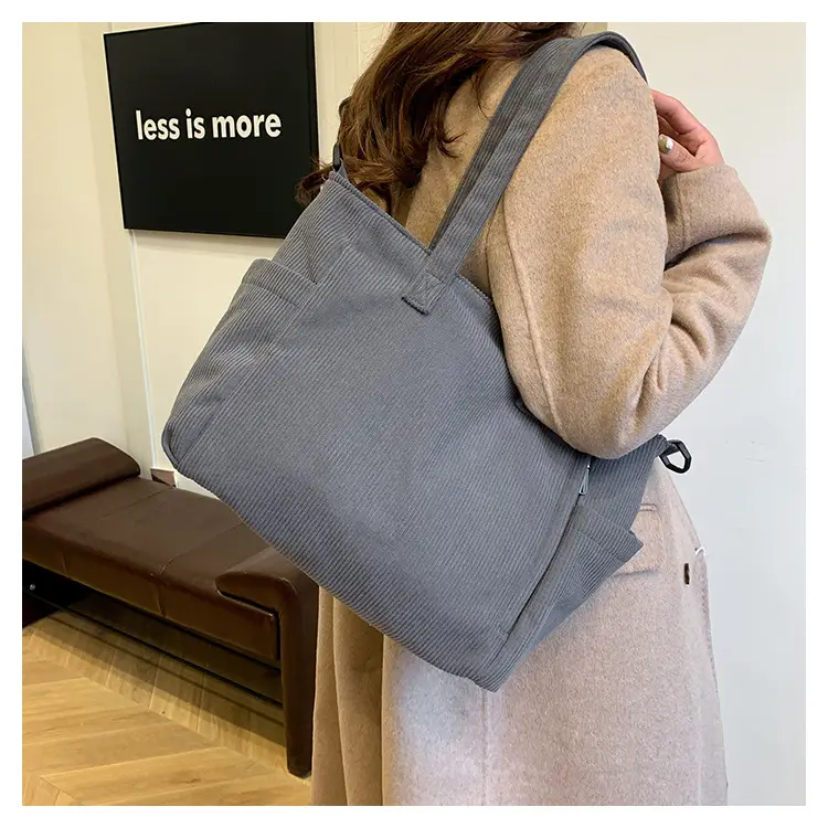 New Korean Style Girl Corduroy Cloth Bag Large Capacity Shoulder Bag Commuter Ruiying Portable Tote Bag — feature 25