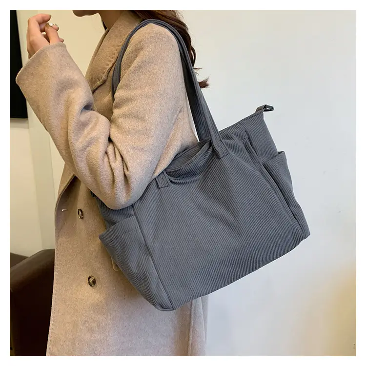 New Korean Style Girl Corduroy Cloth Bag Large Capacity Shoulder Bag Commuter Ruiying Portable Tote Bag — feature 26