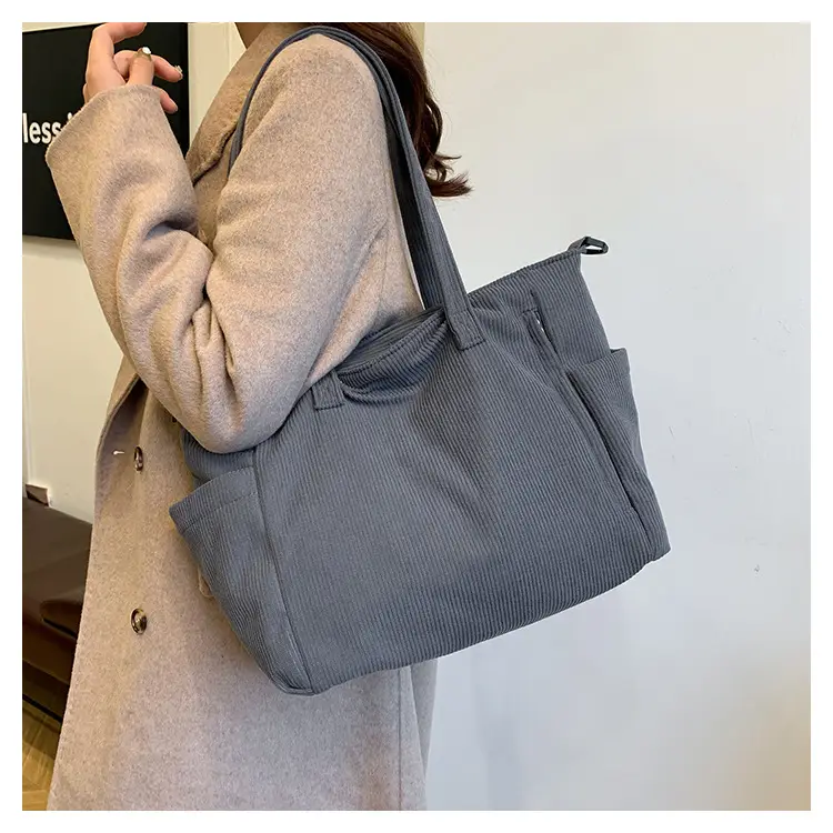 New Korean Style Girl Corduroy Cloth Bag Large Capacity Shoulder Bag Commuter Ruiying Portable Tote Bag — feature 27