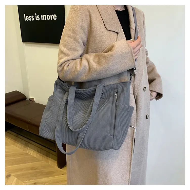 New Korean Style Girl Corduroy Cloth Bag Large Capacity Shoulder Bag Commuter Ruiying Portable Tote Bag — feature 28
