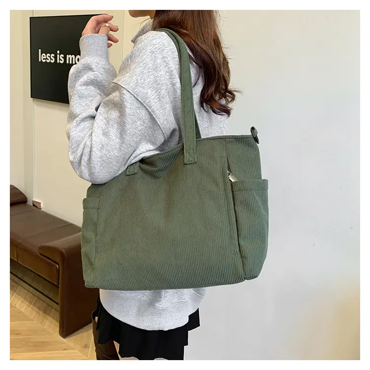 New Korean Style Girl Corduroy Cloth Bag Large Capacity Shoulder Bag Commuter Ruiying Portable Tote Bag — feature 38