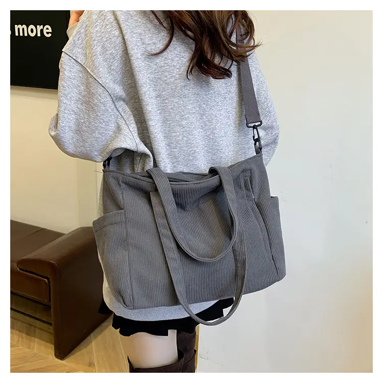New Korean Style Girl Corduroy Cloth Bag Large Capacity Shoulder Bag Commuter Ruiying Portable Tote Bag — feature 41