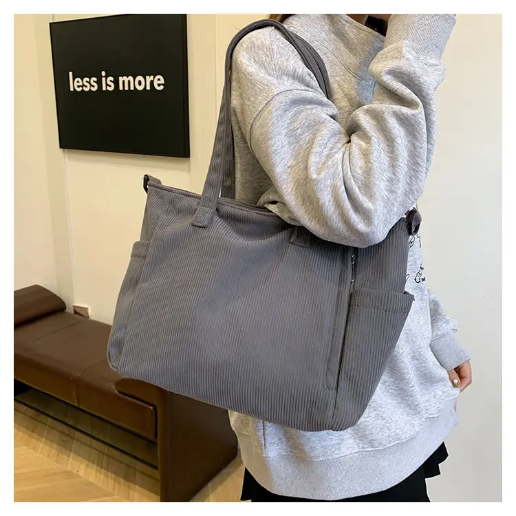New Korean Style Girl Corduroy Cloth Bag Large Capacity Shoulder Bag Commuter Ruiying Portable Tote Bag — feature 44
