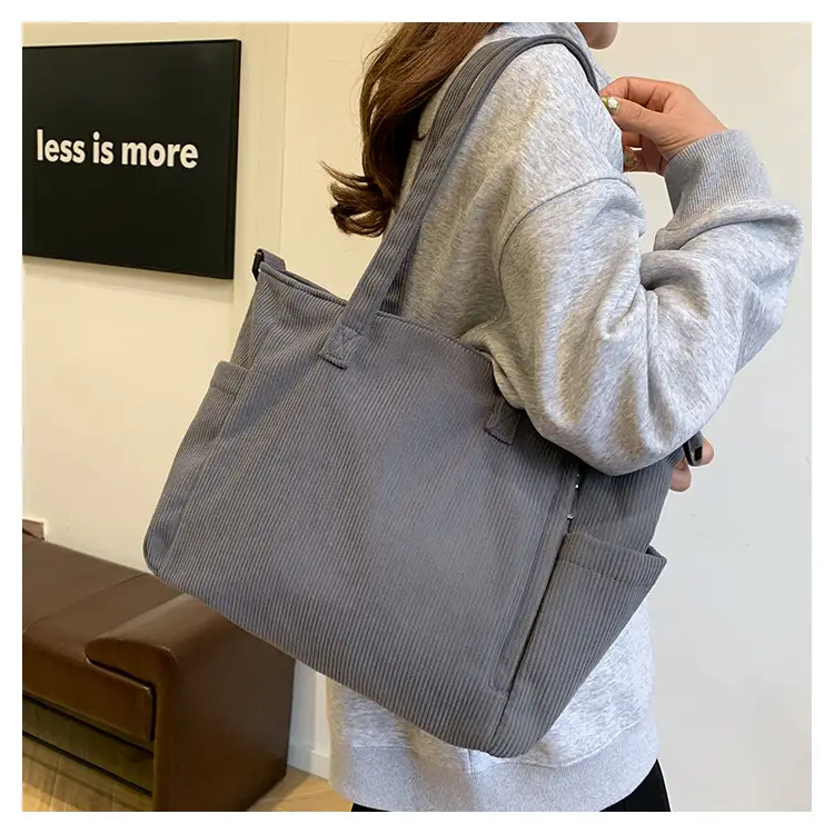 New Korean Style Girl Corduroy Cloth Bag Large Capacity Shoulder Bag Commuter Ruiying Portable Tote Bag — feature 47