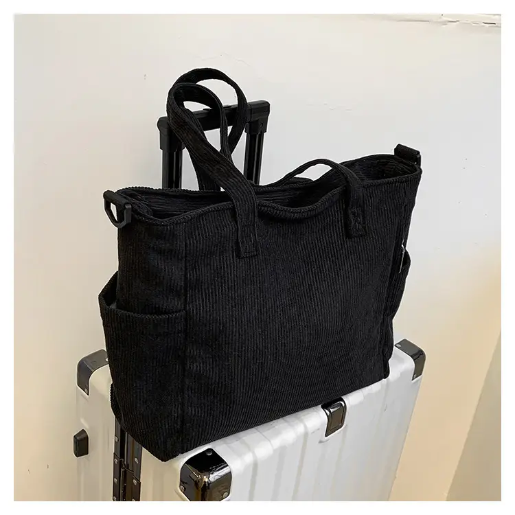 New Korean Style Girl Corduroy Cloth Bag Large Capacity Shoulder Bag Commuter Ruiying Portable Tote Bag — feature 59