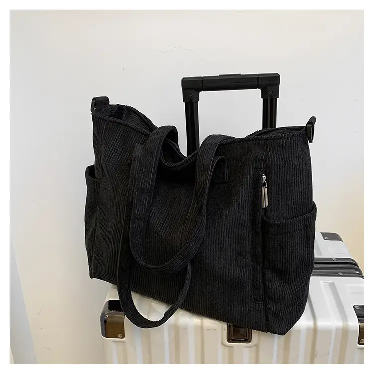 New Korean Style Girl Corduroy Cloth Bag Large Capacity Shoulder Bag Commuter Ruiying Portable Tote Bag — feature 60