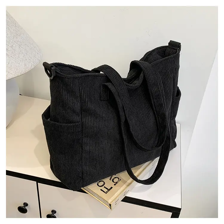 New Korean Style Girl Corduroy Cloth Bag Large Capacity Shoulder Bag Commuter Ruiying Portable Tote Bag — feature 61