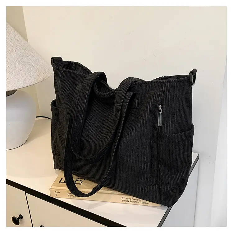 New Korean Style Girl Corduroy Cloth Bag Large Capacity Shoulder Bag Commuter Ruiying Portable Tote Bag — feature 62