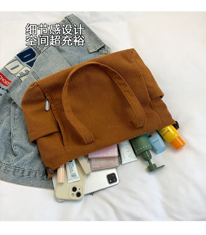 New Korean Style Girl Corduroy Cloth Bag Large Capacity Shoulder Bag Commuter Ruiying Portable Tote Bag — feature 7