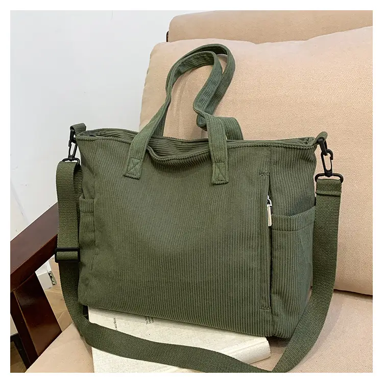 New Korean Style Girl Corduroy Cloth Bag Large Capacity Shoulder Bag Commuter Ruiying Portable Tote Bag — feature 73