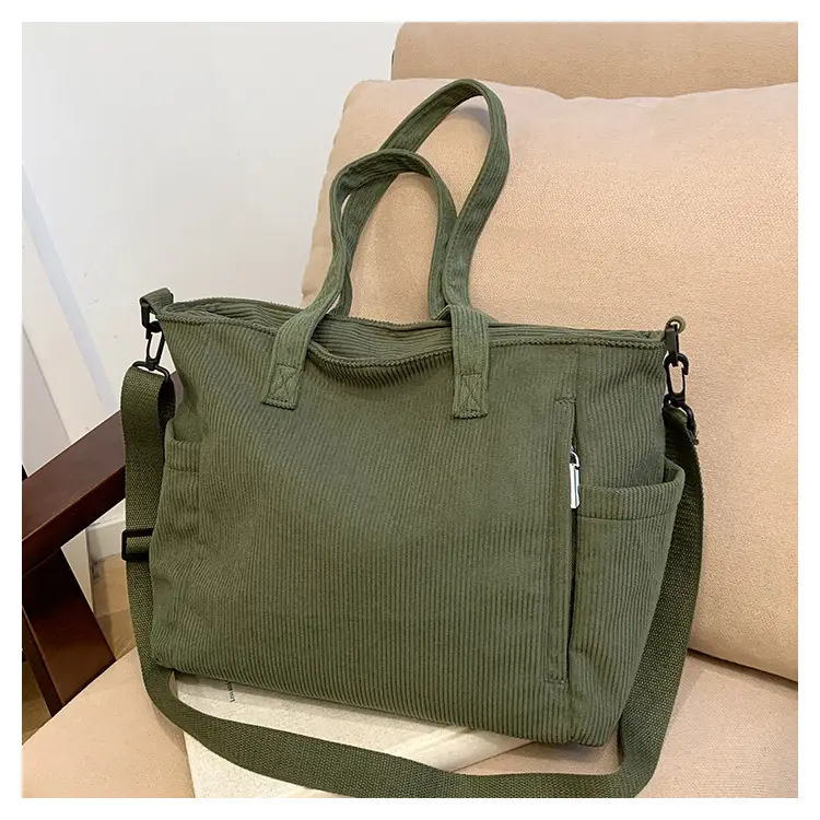 New Korean Style Girl Corduroy Cloth Bag Large Capacity Shoulder Bag Commuter Ruiying Portable Tote Bag — feature 74
