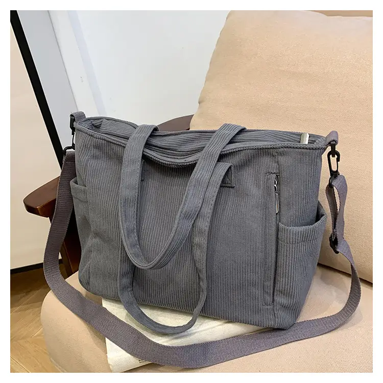New Korean Style Girl Corduroy Cloth Bag Large Capacity Shoulder Bag Commuter Ruiying Portable Tote Bag — feature 76