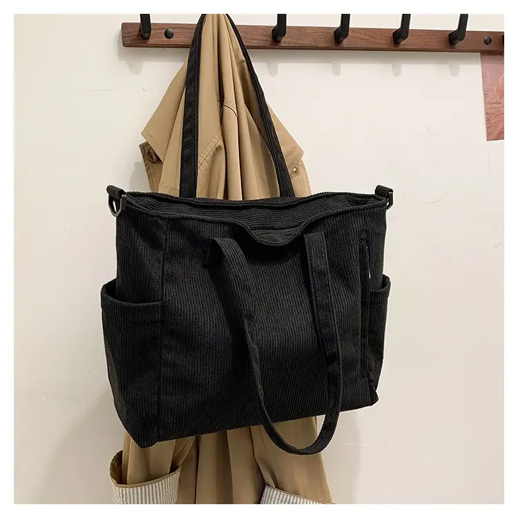 New Korean Style Girl Corduroy Cloth Bag Large Capacity Shoulder Bag Commuter Ruiying Portable Tote Bag — feature 77