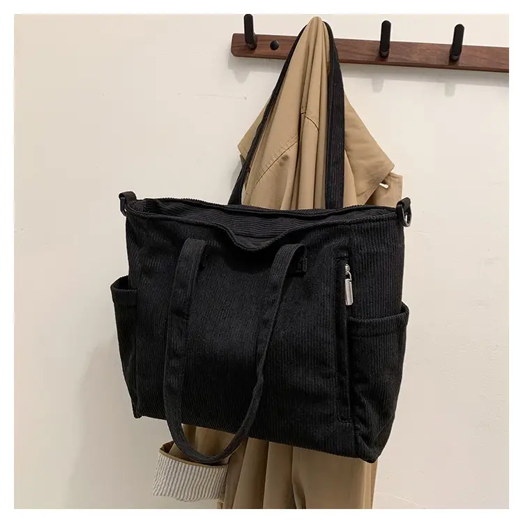 New Korean Style Girl Corduroy Cloth Bag Large Capacity Shoulder Bag Commuter Ruiying Portable Tote Bag — feature 78