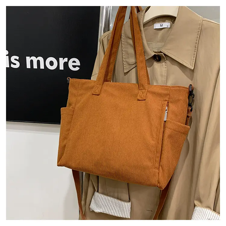 New Korean Style Girl Corduroy Cloth Bag Large Capacity Shoulder Bag Commuter Ruiying Portable Tote Bag — feature 81