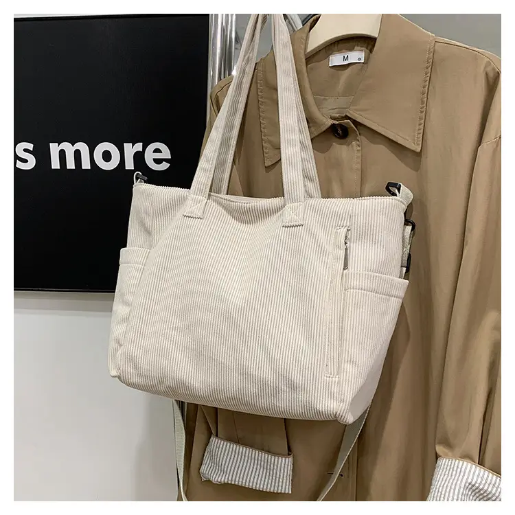 New Korean Style Girl Corduroy Cloth Bag Large Capacity Shoulder Bag Commuter Ruiying Portable Tote Bag — feature 82