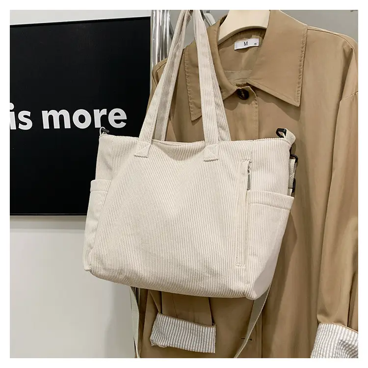 New Korean Style Girl Corduroy Cloth Bag Large Capacity Shoulder Bag Commuter Ruiying Portable Tote Bag — feature 83