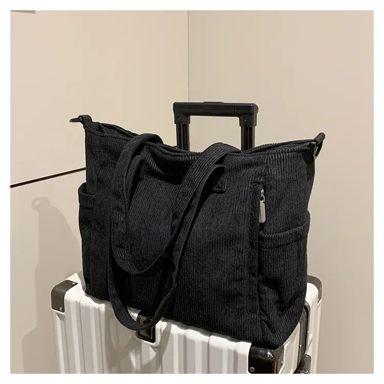 New Korean Style Girl Corduroy Cloth Bag Large Capacity Shoulder Bag Commuter Ruiying Portable Tote Bag — feature 87