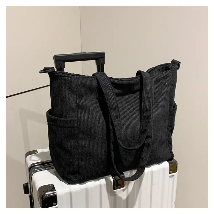 New Korean Style Girl Corduroy Cloth Bag Large Capacity Shoulder Bag Commuter Ruiying Portable Tote Bag — feature 88