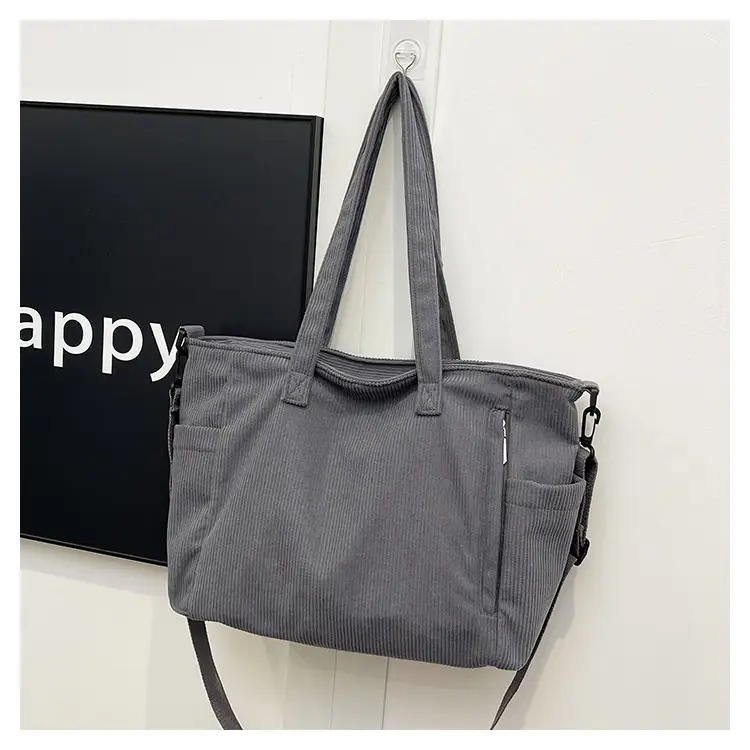 New Korean Style Girl Corduroy Cloth Bag Large Capacity Shoulder Bag Commuter Ruiying Portable Tote Bag — feature 89