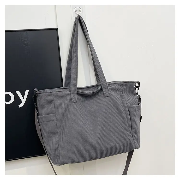 New Korean Style Girl Corduroy Cloth Bag Large Capacity Shoulder Bag Commuter Ruiying Portable Tote Bag — feature 90