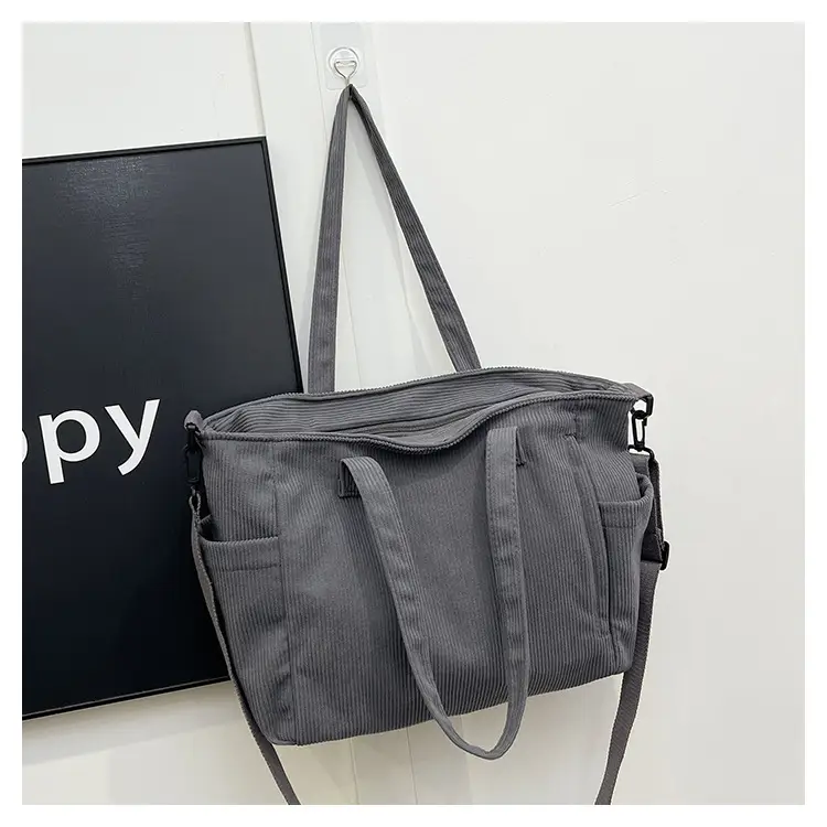 New Korean Style Girl Corduroy Cloth Bag Large Capacity Shoulder Bag Commuter Ruiying Portable Tote Bag — feature 91