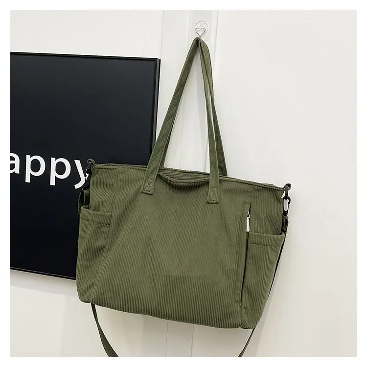 New Korean Style Girl Corduroy Cloth Bag Large Capacity Shoulder Bag Commuter Ruiying Portable Tote Bag — feature 92