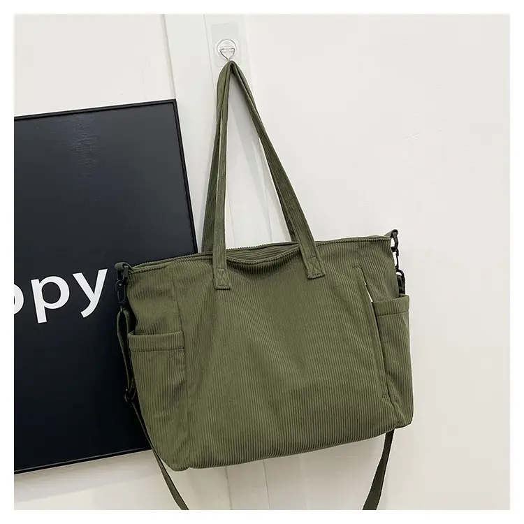 New Korean Style Girl Corduroy Cloth Bag Large Capacity Shoulder Bag Commuter Ruiying Portable Tote Bag — feature 93