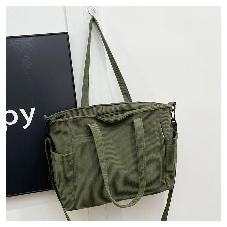 New Korean Style Girl Corduroy Cloth Bag Large Capacity Shoulder Bag Commuter Ruiying Portable Tote Bag — feature 94