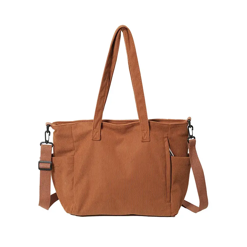 New Korean Style Girl Corduroy Cloth Bag Large Capacity Shoulder Bag Commuter Ruiying Portable Tote Bag - Image 2