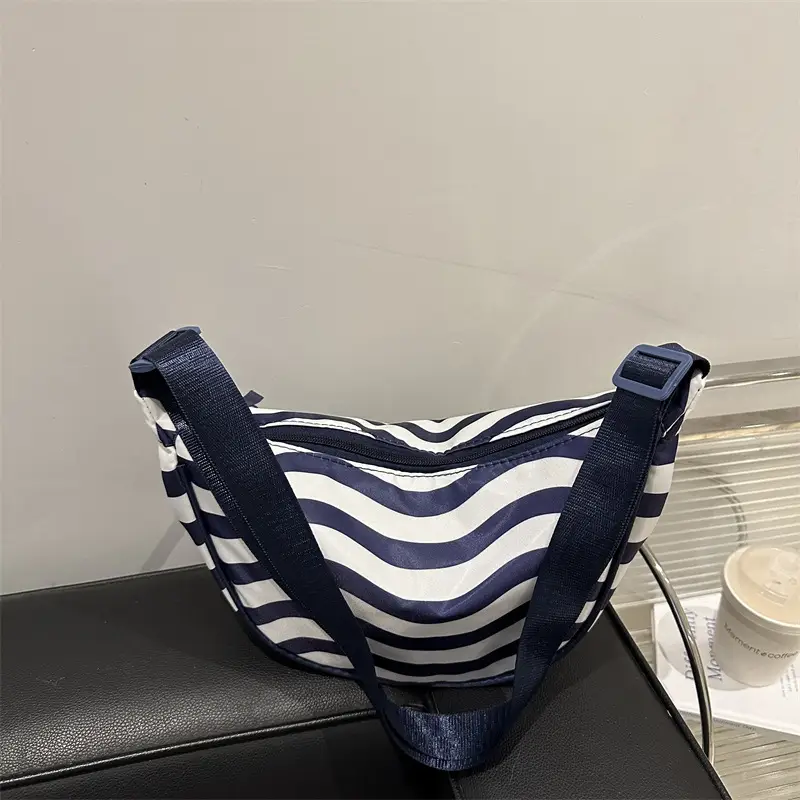 Textured Striped Women's Shoulder Crossbody Bag Large Capacity - Image 7