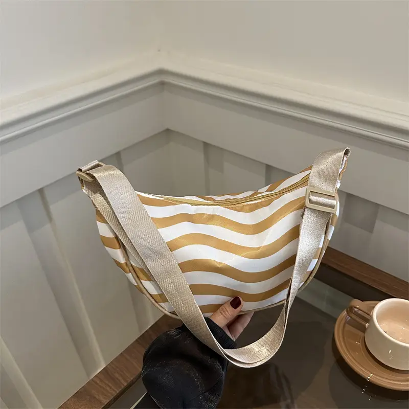 Textured Striped Women's Shoulder Crossbody Bag Large Capacity - Image 8