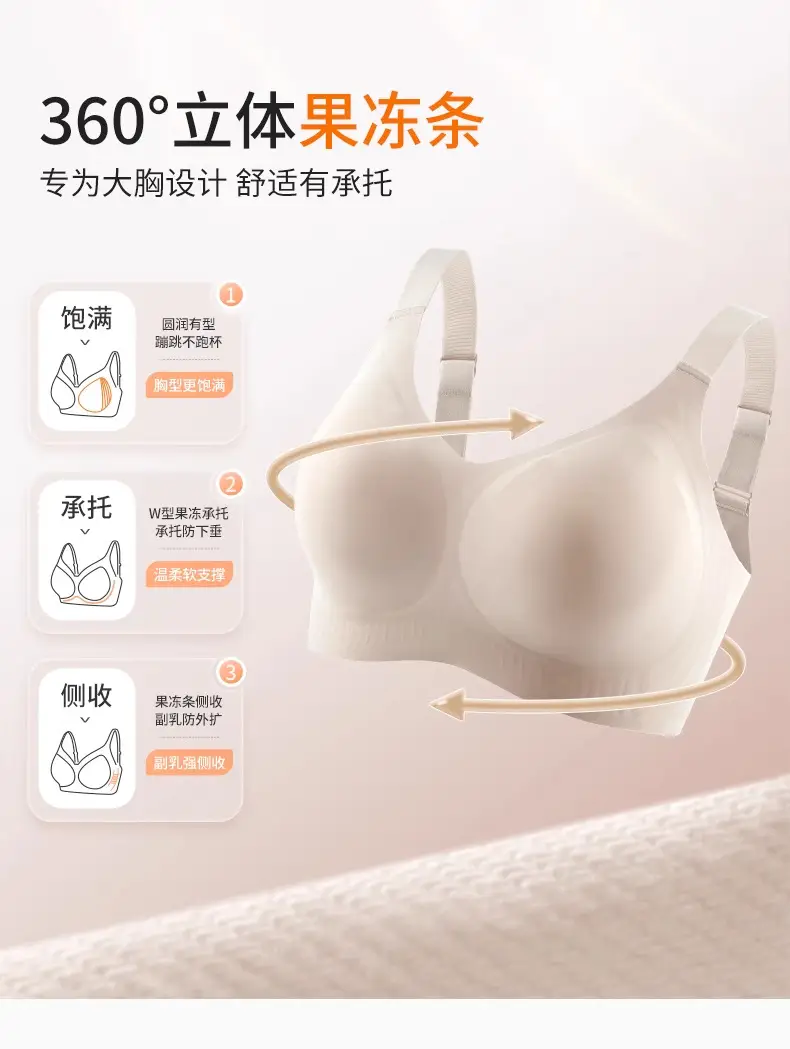 Cross-border Full Cup Underwear Women's chubby girl Large Chest Small Traceless Lifting Soft Comfortable Soft Support Anti-sagging Bra — feature 3