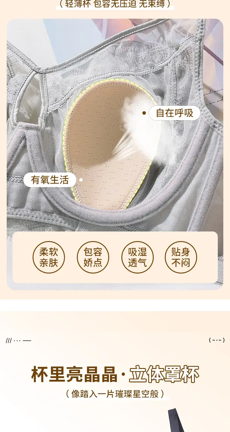 Anti-Sagging Bra for Large Chest Green Lace — feature 3