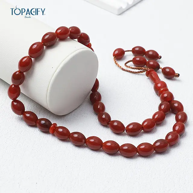 Islamic Rosary Handstring 33 Misbaha Red Beads — feature 3