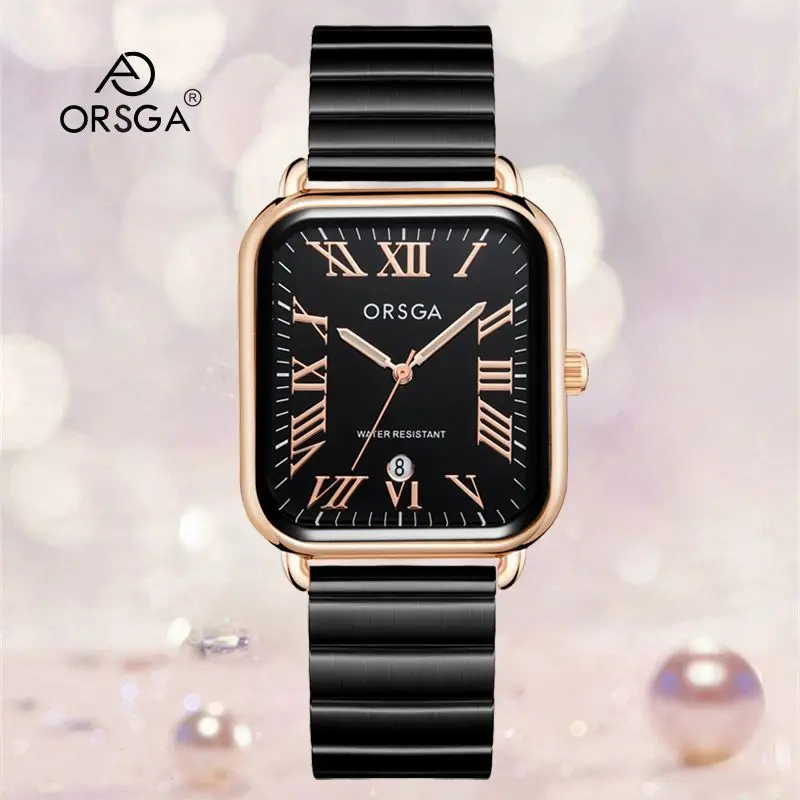 ORSGA Black Square Women's Quartz Watch - Image 25