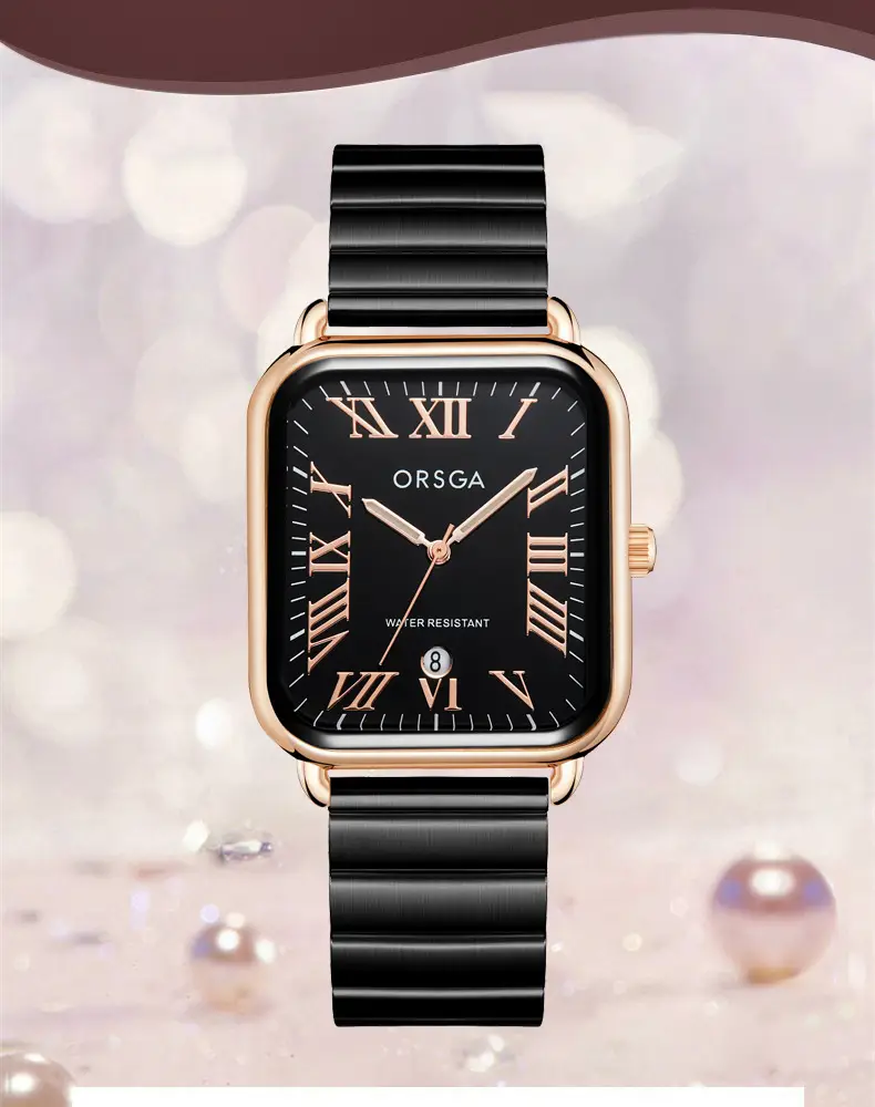 ORSGA Black Square Women's Quartz Watch — feature 5