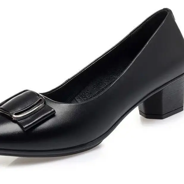 Black Leather Women's Flat Heel Shoes 2025 - Image 6