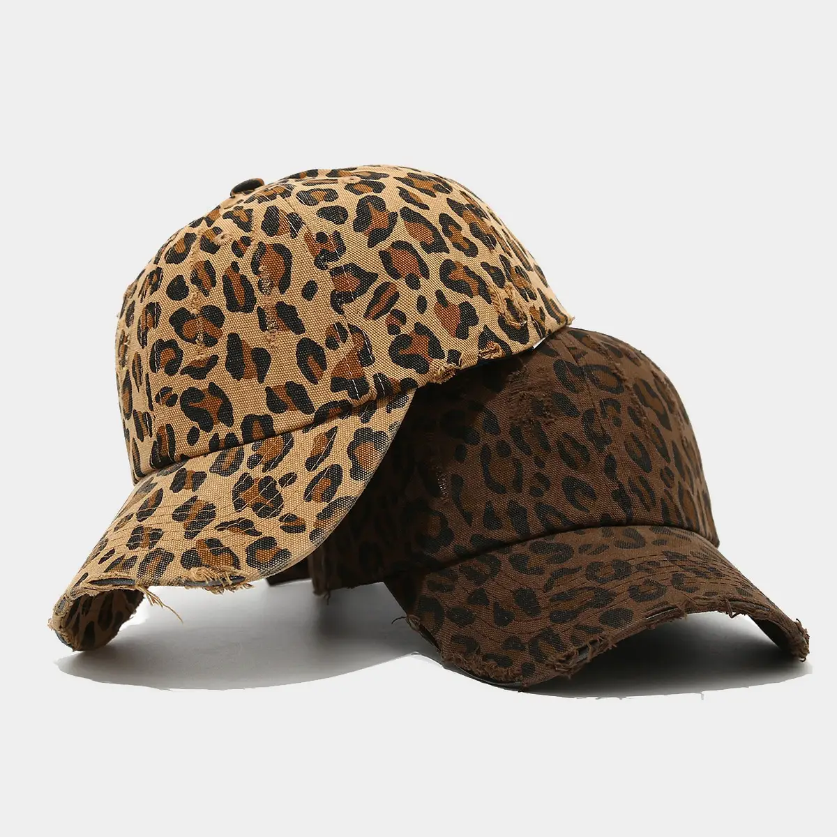American Style Leopard Print Distressed Cap Men Women Sun Hat - Image 4