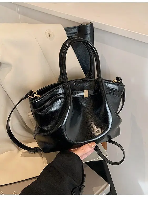 Black Faux Leather Crossbody Bag 2024 Trendy - Image 7