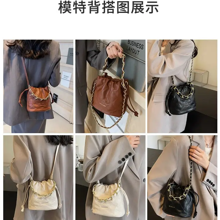 Black Quilted Chain Crossbody Bag for Women - Image 6