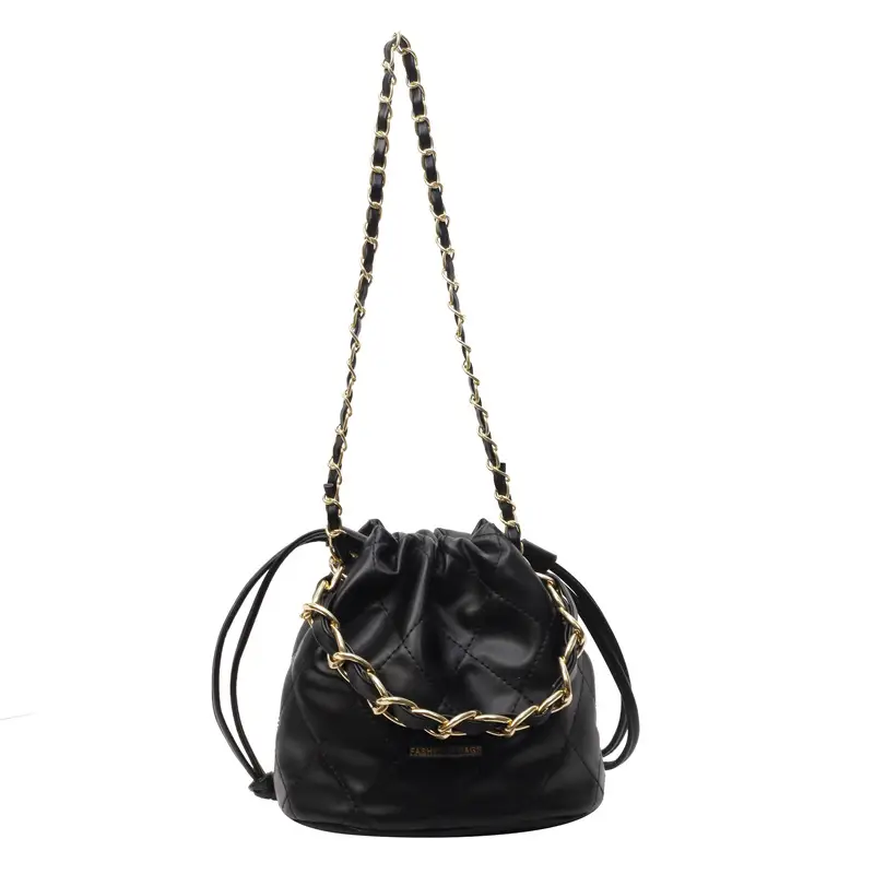Black Quilted Chain Crossbody Bag for Women - Image 8