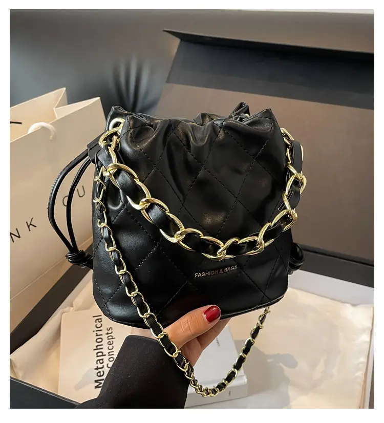 Black Quilted Chain Crossbody Bag for Women — feature 1