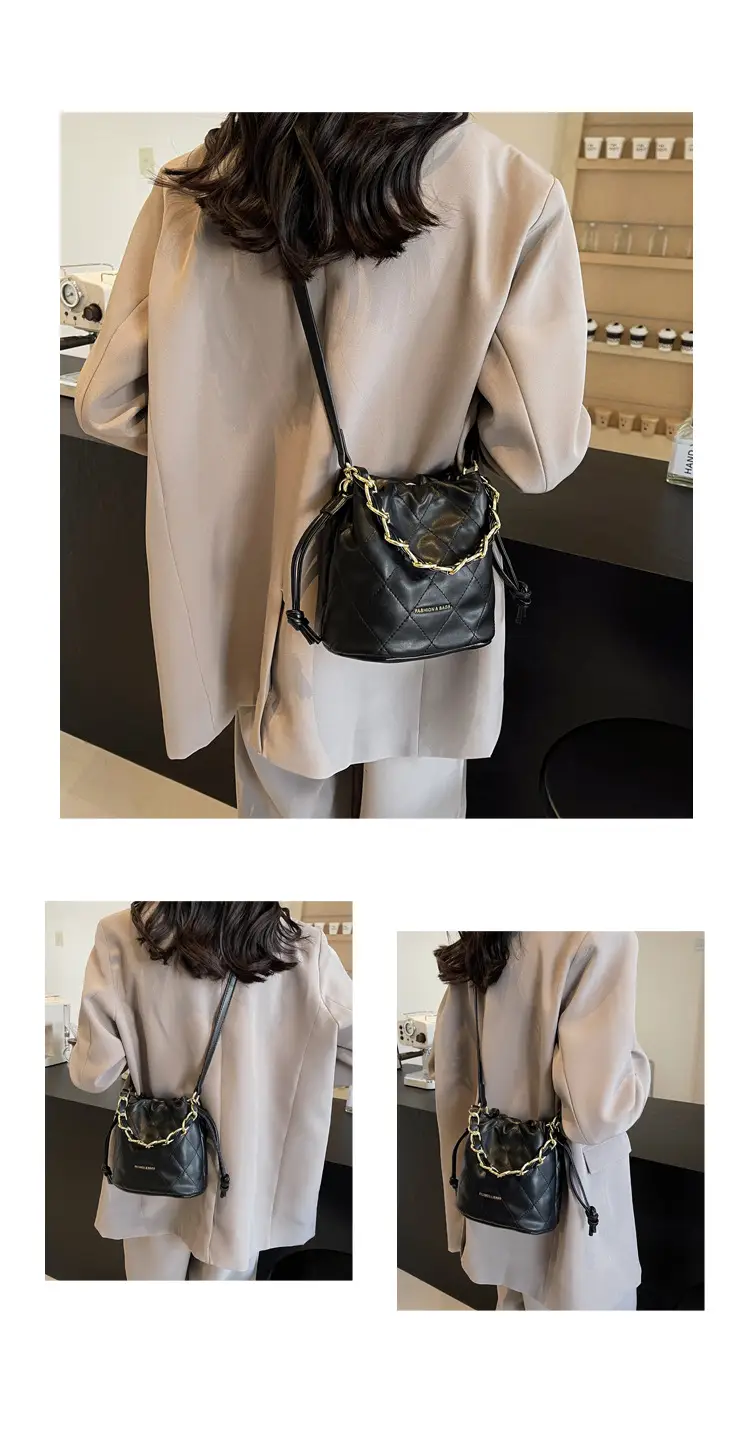 Black Quilted Chain Crossbody Bag for Women — feature 4